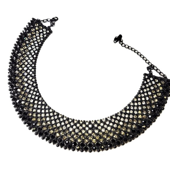 Crystal and Black Choker Necklace - Picture 13 of 13